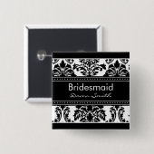 Elegantes Damast-Brautparty - Brautjungfer Button (Vorne & Hinten)