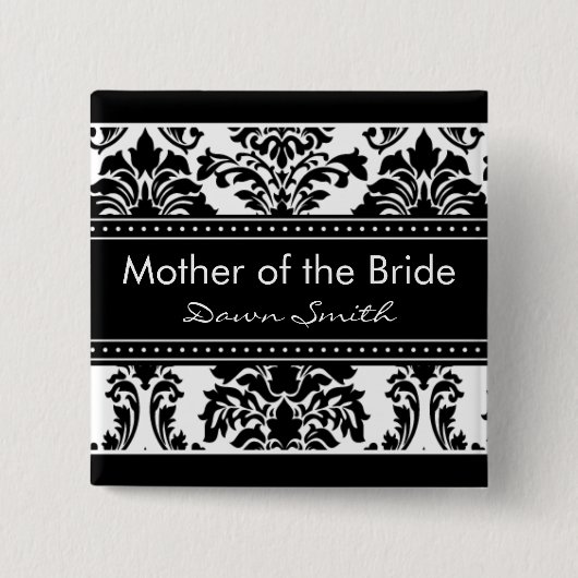 Elegantes Damast-Brautparty - Mutter der Braut Button (Vorderseite)