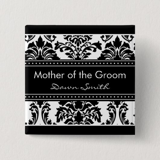 Elegantes Damast-Brautparty - Mutter des Button (Vorderseite)