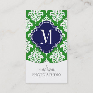 Elegantes Damast-Grün u. Marine-Gewohnheit mit Visitenkarte