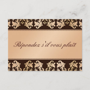 Elegantes Damast-Herbstreverie-Hochzeit UAWG RSVP Karte