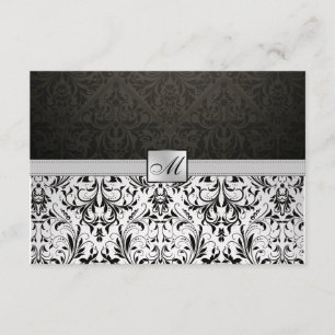 Elegantes Damast-Monogramm danken Ihnen zu Dankeskarte
