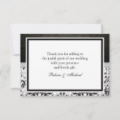 Elegantes Damast-Monogramm danken Ihnen zu Dankeskarte (Rückseite)