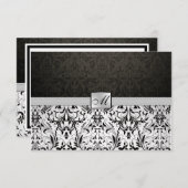 Elegantes Damast-Monogramm danken Ihnen zu Dankeskarte (Vorne/Hinten)