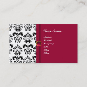 ELEGANTES DAMAST-MONOGRAMM, rot rubinrosa Visitenkarte