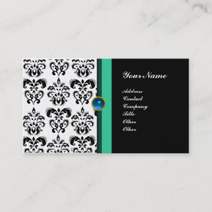 ELEGANTES DAMAST-MONOGRAMM, schwarzer Saphir Gold Visitenkarte