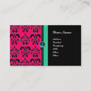 ELEGANTES DAMAST-MONOGRAMM, schwarzer Saphir Visitenkarte