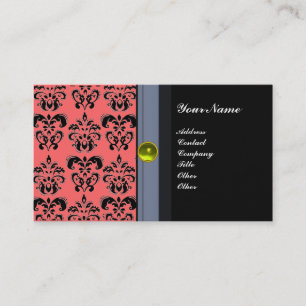 ELEGANTES DAMAST-MONOGRAMM schwarzer Topas gelb Visitenkarte