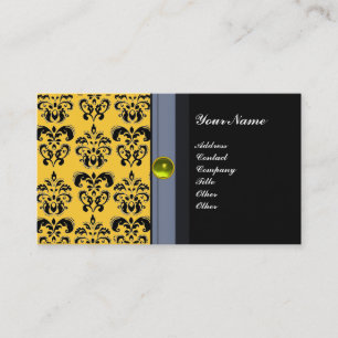 ELEGANTES DAMAST-MONOGRAMM schwarzer Topas gelb Visitenkarte