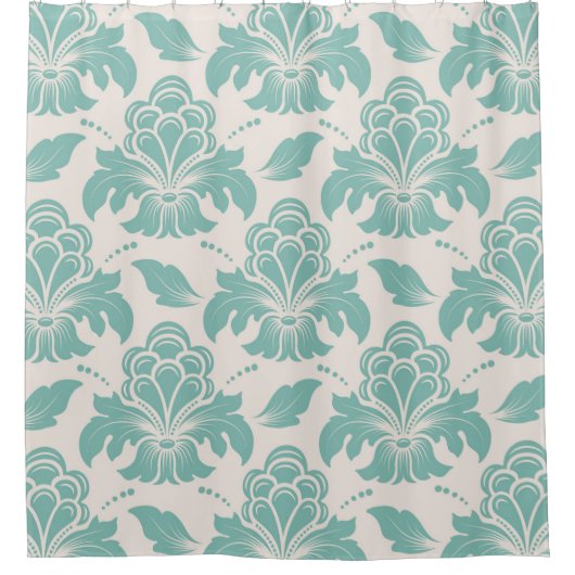 Elegantes Damast-Muster Duschvorhang (Vorderseite)