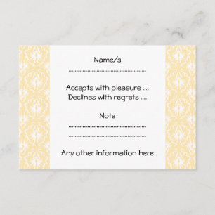 Elegantes Damast-Muster. Helle Goldfarbe. RSVP Karte