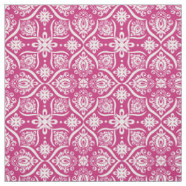 Elegantes Damast-Muster | rosa und Weiß Stoff