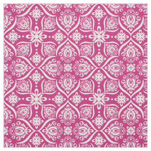 Elegantes Damast-Muster   rosa und Weiß Stoff