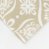 Elegantes Damast-Muster | TAN und Weiß Fleecedecke (Ecke)