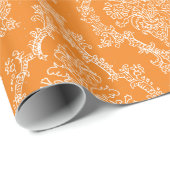 Elegantes Damast Orangen-Packpapier Geschenkpapier (Rolleneckpunkt)