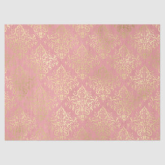 Elegantes Damast-Rosa und Gold im viktorianischen Seidenpapier