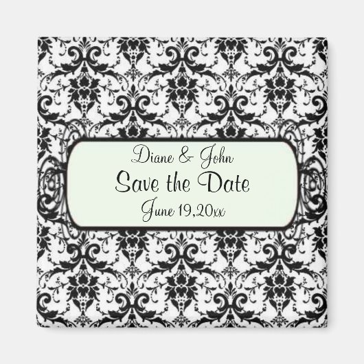 Elegantes Damast Save The Date Magnet (Vorne)