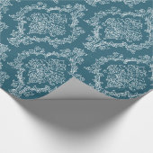 Elegantes Damastblau-Packpapier Geschenkpapier (Ecke)