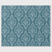 Elegantes Damastblau-Packpapier Geschenkpapier (Flach)