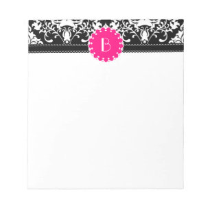 Elegantes Damastmuster mit Monogramm Notizblock