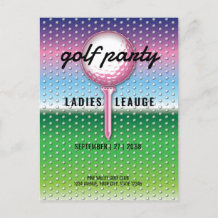 Elegantes Damen-Golfparty-Design Einladungspostkarte