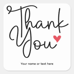 Elegantes Danke mit Herz-Sticker  Quadratischer Aufkleber