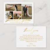 elegantes Dankeschön 4 Fotos Hochzeitscollage gold Mitteilungskarte (Vorne/Hinten)