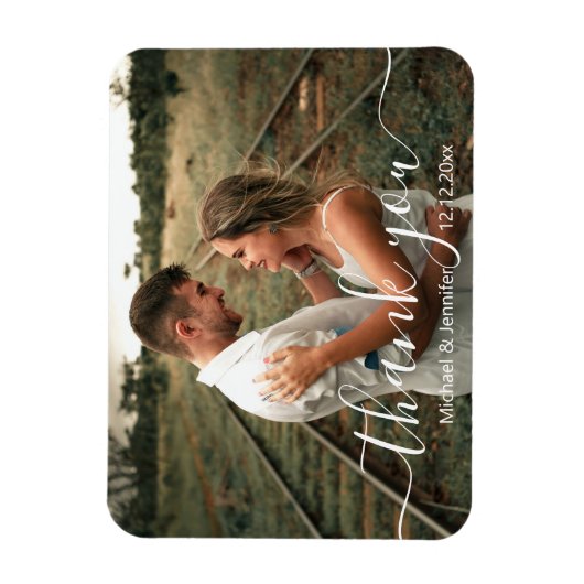 elegantes Dankeschön an einfaches Script Hochzeit Magnet (Vertikal)