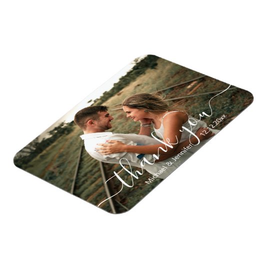 elegantes Dankeschön an einfaches Script Hochzeit  Magnet (Linke Seite)