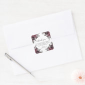 elegantes Dankeschön an gotisch-blumengeschmückte  Quadratischer Aufkleber (Umschlag)