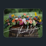 elegantes Dankeschön an White Handwriting Hochzeit Magnet<br><div class="desc">eleganter Dank Ihnen stilvoll weiß Handschrift Foto Hochzeitsmagnet</div>