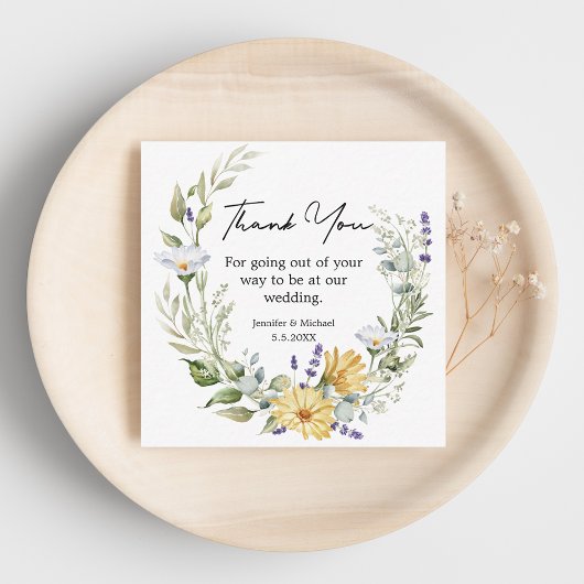 elegantes Dankeschön an Wildblumen stilvoll trendi Mitteilungskarte