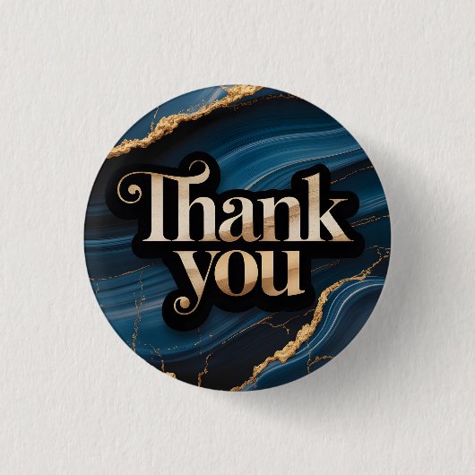 Elegantes Dankeschön-Design mit Blau und Gold Button (Vorderseite)