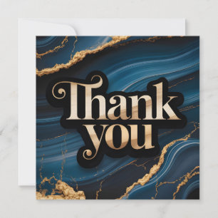 Elegantes Dankeschön-Design mit Blau und Gold Feiertagskarte