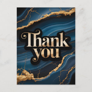 Elegantes Dankeschön-Design mit Blau und Gold Postkarte