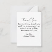 elegantes Dankeschön, Hochzeit verblasstes Foto Mitteilungskarte (Rückseite)