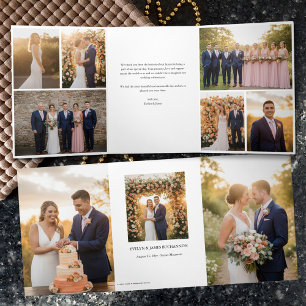 Elegantes Dankeschön mit 9 Hochzeitsfotos Dreifach Gefaltete Karte