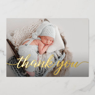 Elegantes Dankeschön-Skript für Baby-Shower-Fotos Folieneinladung