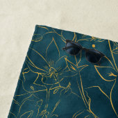 Elegantes Dark Aquamarin Blue & Gold Foil Floral M Strandtuch (Beispiel)