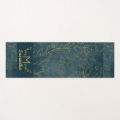 Elegantes Dark Aquamarin Blue & Gold Foil Floral M Yogamatte (Vorderseite (Horizontal))