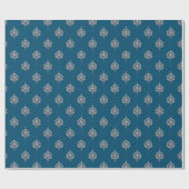 Elegantes Dark Blue Damaskus-Muster Geschenkpapier (Flach)