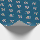 Elegantes Dark Blue Damaskus-Muster Geschenkpapier (Ecke)