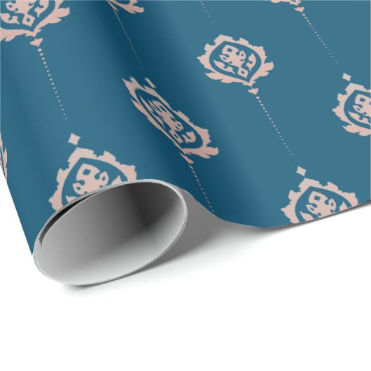 Elegantes Dark Blue Damaskus-Muster Geschenkpapier (Rolleneckpunkt)