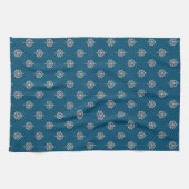 Elegantes Dark Blue Damaskus-Muster Geschirrtuch (Horizontal)