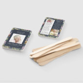 Elegantes Dark Blue Floral 3 Foto Beerdigung Progr Fächer (Non-assembled)