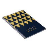 Elegantes Dark Blue Imitate Gold Triangle Muster Notizblock (Rechte Seite)