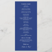 Elegantes Dark Blue Wedding Programm (Rückseite)