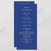 Elegantes Dark Blue Wedding Programm (Vorne/Hinten)