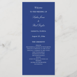 Elegantes Dark Blue Wedding Programm
