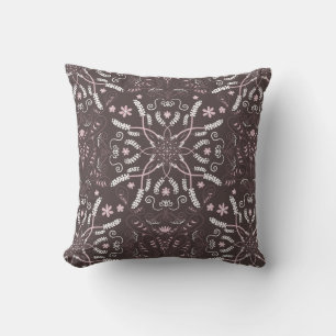 Elegantes Dark Botanical Mandala Muster Kissen